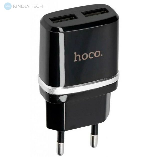 Сетевое зарядное устройство Hoco C12 2USB Smart + кабель Micro 2.4A