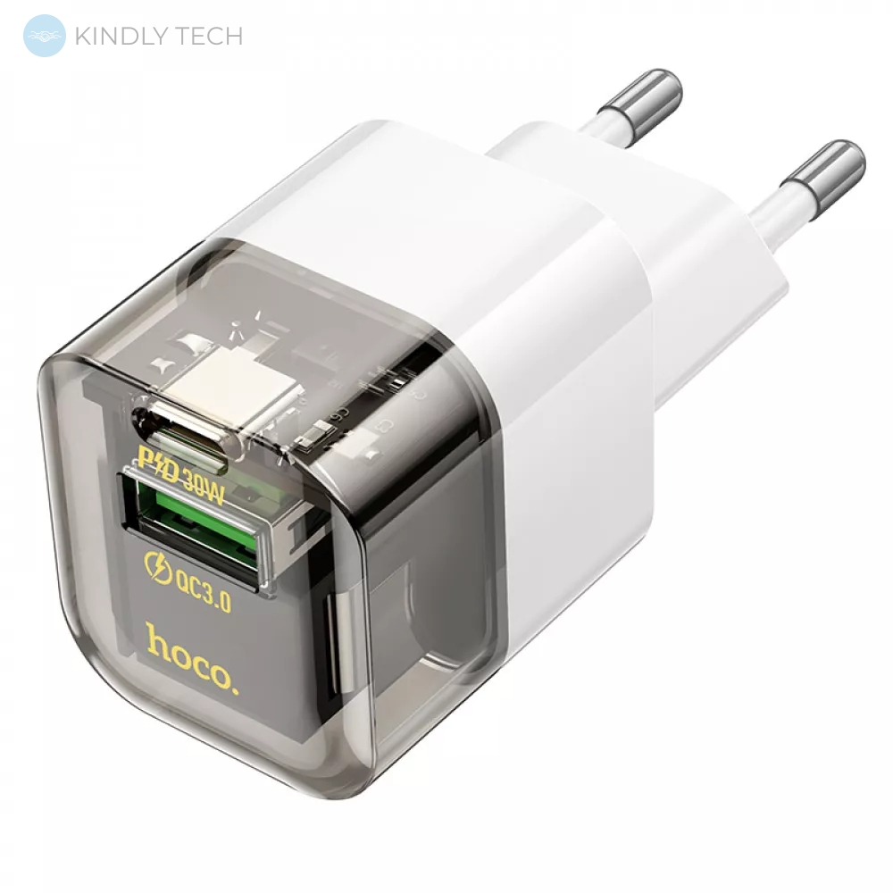 Зарядний пристрій Home Charger | 30W | PD | QC3.0 — Hoco C131A — Transparent Black
