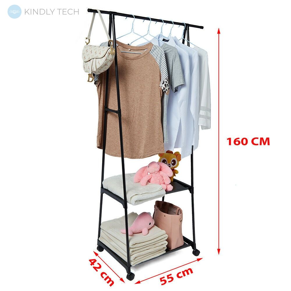 Вішалка для зберігання одягу підлогова Triangle clothes rack YH6601, Black