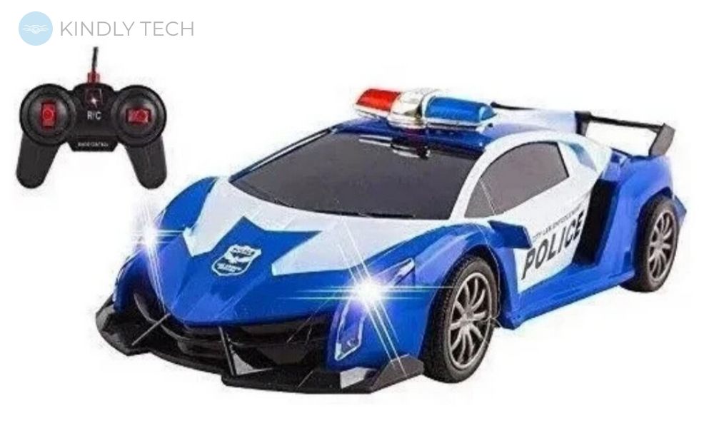 Машинка Трансформер Lamborghini POLICE Robot Car Size 18 синя