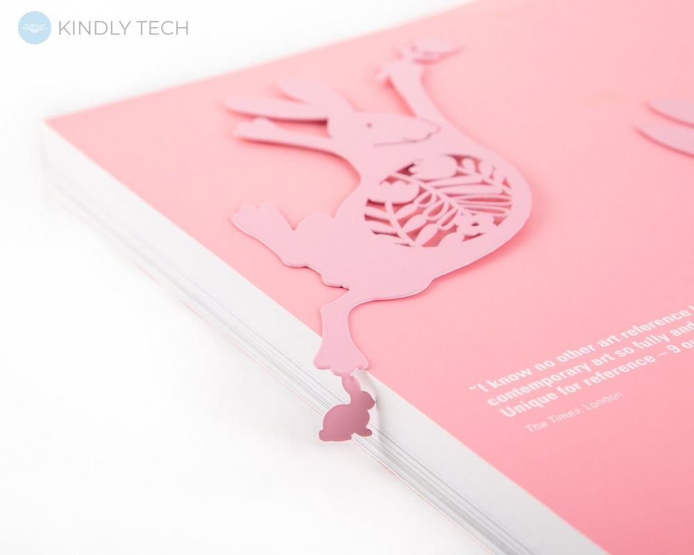 Закладка для книг «Танцующий пасхальный заяц» Розовый, Розовый