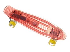 Скейт Пенни Борд (Penny Board) прозрачный со светящимися колесами, Red