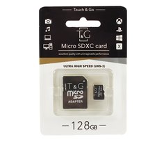 Карта памяти T&G 128 GB microSDHC Class 10 UHS-I (U3) + SD-adapter TG-128GBSD10U3-01, Черный