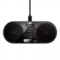 Бездротовий зарядний пристрій Baseus (WXSX010101) Digital LED Display 2in1 Universal version 1m — Black