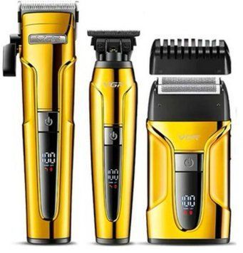Набор VGR 3 в 1 V-694 Gold аккумуляторная машинка для стрижки, триммер и электробритва золотой