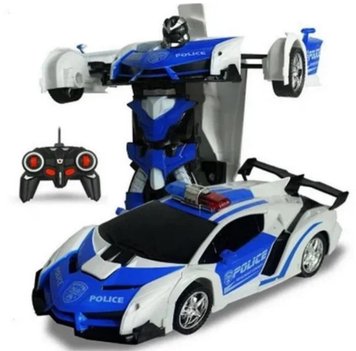 Машинка Трансформер Lamborghini POLICE Robot Car Size 18 синяя