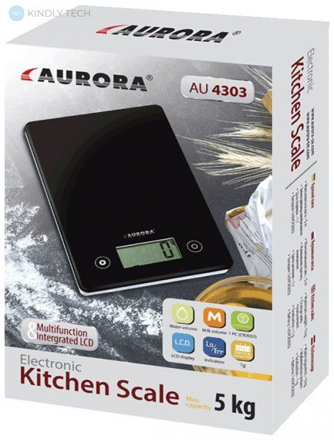 Кухонные весы с плоской платформой AURORA AU-4303 на 5 кг. электронные