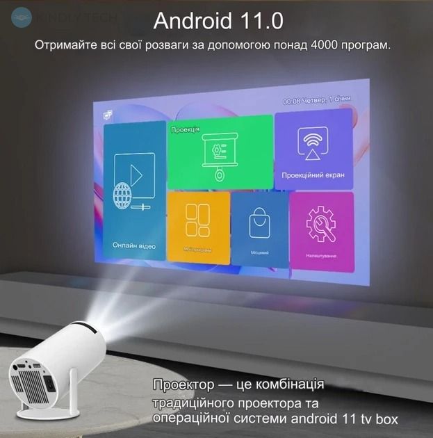 Проектор Transpeed Android 11/4K /HD Домашний Кинотеатр с углом обзора 180°