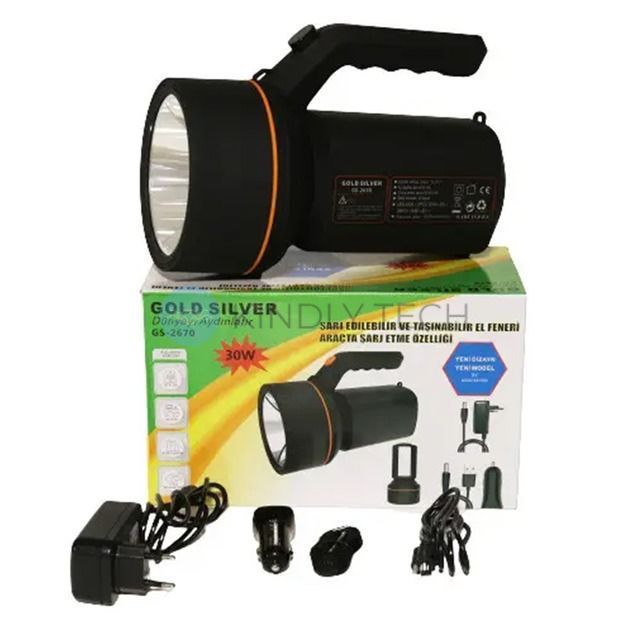 Ручний Акумуляторний ліхтар Gold Silver GS-2670 30W