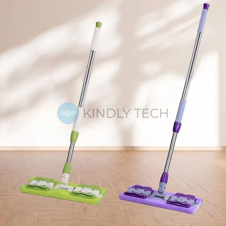 Швабра с насадкой из микрофибры Clamp Cloth Mop на зажимах с дополнительной запаской Фиолетовая