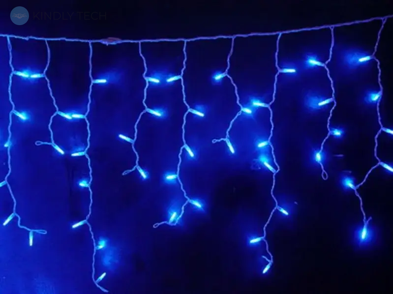 Гирлянда светодиодная Бахрома Short curtain B-1 120 Led 5м белый провод, Синий