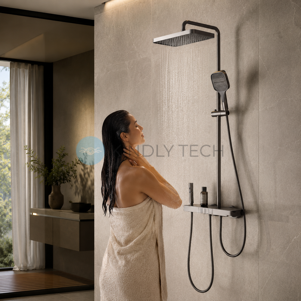 Душевая система со смесителем Faucet CR25HT028 с тропическим душем, металл