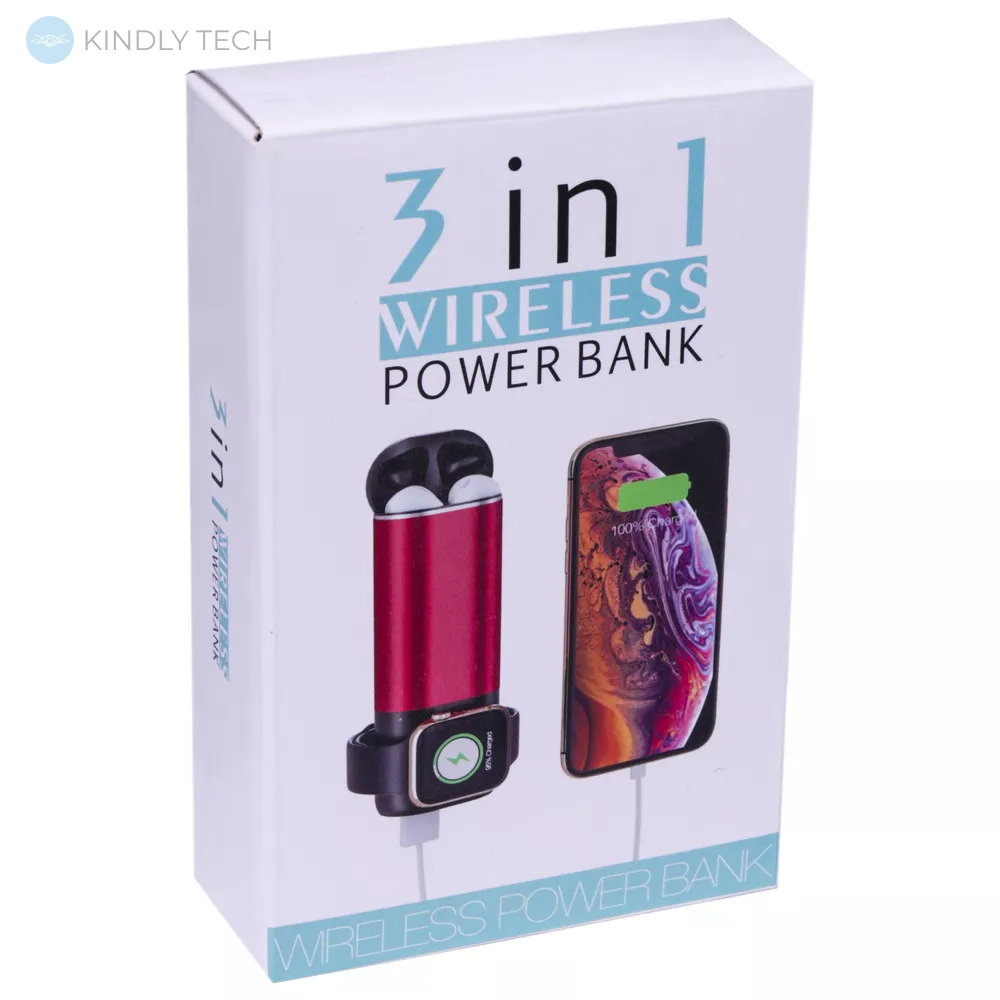 Портативна батарея Power Bank 5200 mAh — 3 in 1 wireless