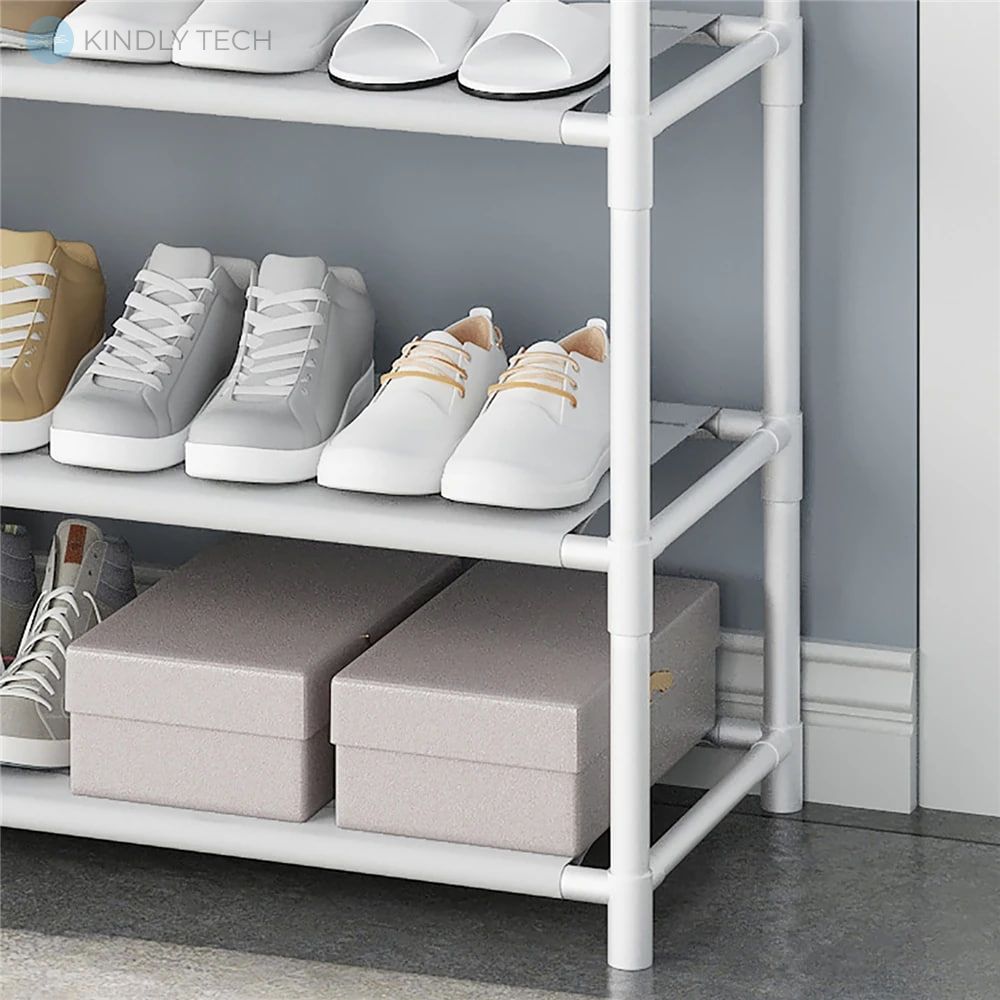 Вешалка для одежды Multifunctional shoe and hat integrated frame, 5 полок,171х28х80см, Белая