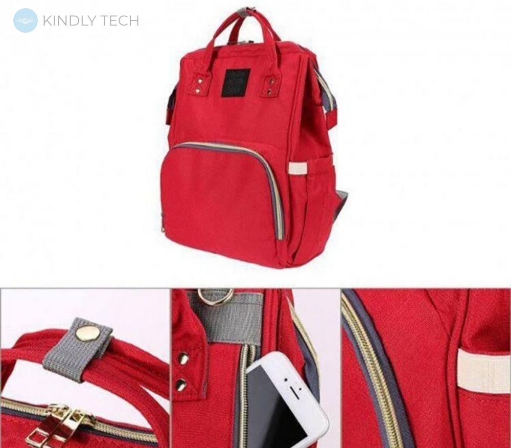 Сумка-рюкзак мультифункціональний органайзер для мам Mom Bag, Red