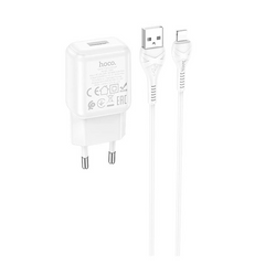 Мережевий зарядний пристрій + кабель iPhone СЗУ адаптер Hoco C96A 2.1A, Білий