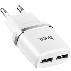 Зарядное устройство HOCO C12 на 2USB 5W/2.4A + кабель Lightning (Iphone), White