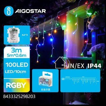 Гірлянда бахрома 3м, 100LED, RGB, різнокольорове світло