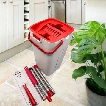 Моющая швабра с ведром комплект для мытья полов Proffi Home на 6.5 л, Красный