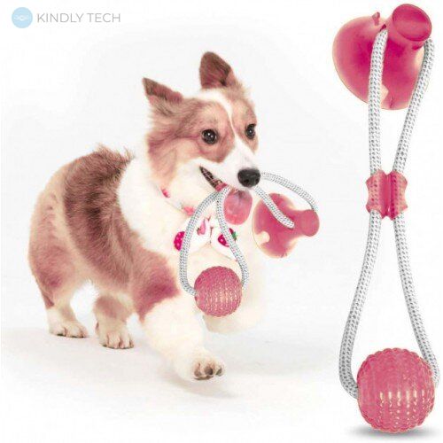Іграшка для собак канат на присоску Dog Toy Rope PULL Red