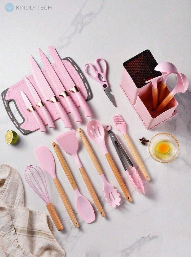 Набор кухонных принадлежностей ZP-107 19 предметов, Розовый