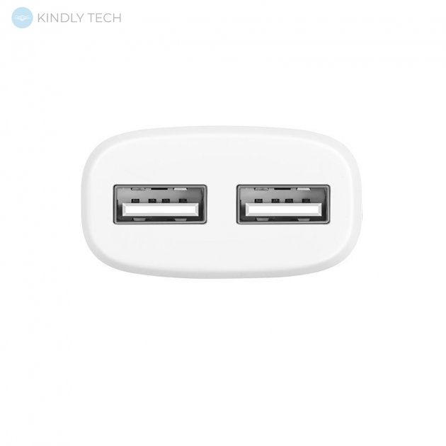 Зарядний пристрій HOCO C12 на 2USB 5W/2.4A + кабель Lightning (Iphone), White