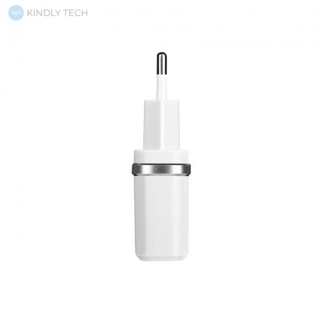 Зарядний пристрій HOCO C12 на 2USB 5W/2.4A + кабель Lightning (Iphone), White