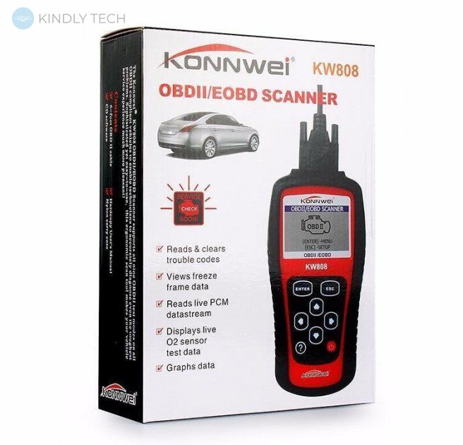 Автомобільний діагностичний сканер універсальний Konnwei KW808 OBDII/EOBD