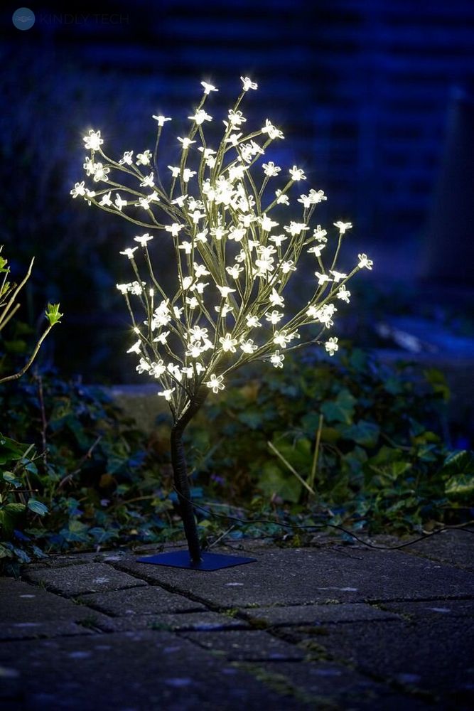 Светодиодное декоративное дерево с цветами 1,3м, цвет ламп - теплый, ствол черный