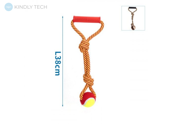 Игрушка для собак Канат-веревка с мячиком для щенков 38 см.
