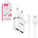 Зарядний пристрій HOCO C12 на 2USB 5W/2.4A + кабель Lightning (Iphone), White