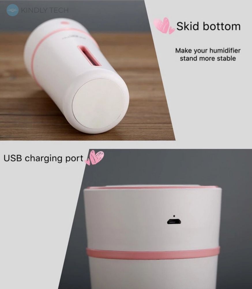 Зволожувач повітря з підсвічуванням 7 кольорів Humidifier, Pink