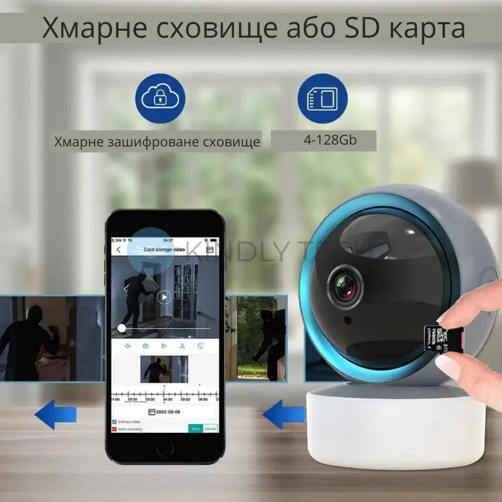 Компактная беспроводная Wi-Fi камера P7-W10 &bull; Мини камера видеонаблюдения HD с ночной съемкой и датчиком движения