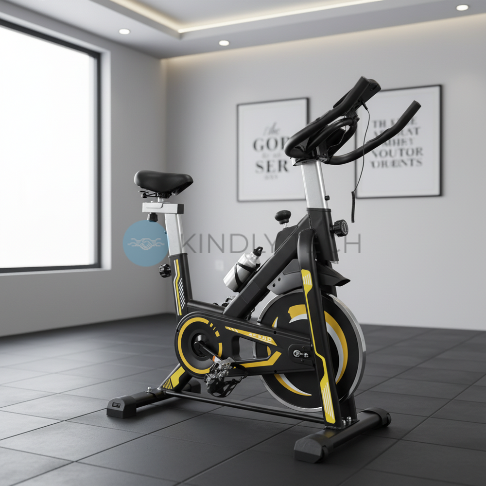 Профессиональный велотренажер Everfit Spin Bike 118 для дома с ременным приводом и LCD-дисплеем, Желтый