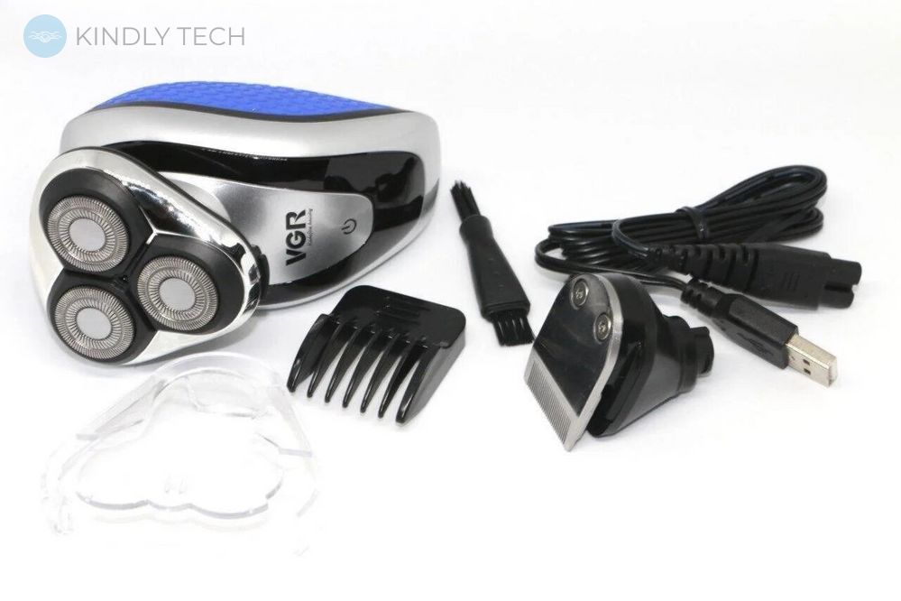 Компактна роторна бритва для чоловіків VGR V-300 USB електробритва акумуляторна