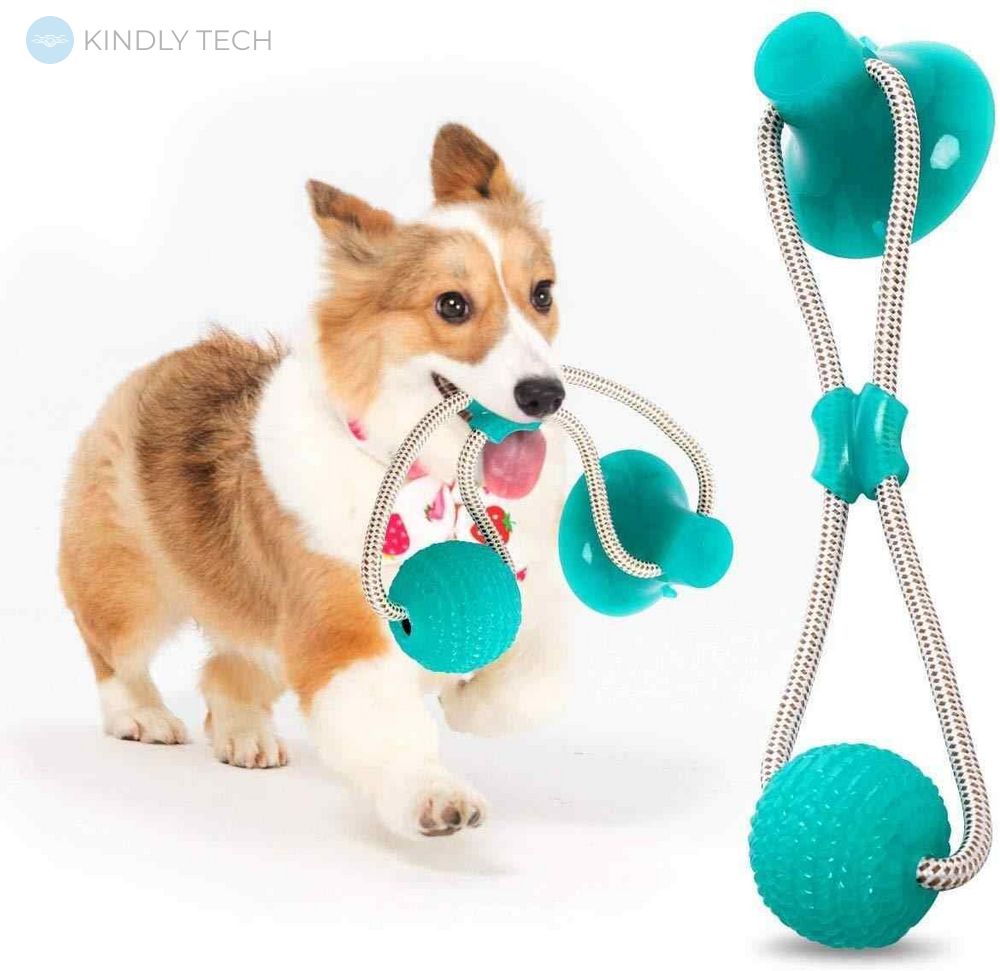 Іграшка для собак канат на присоску Dog Toy Rope PULL Green