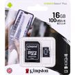 Карта пам'яті 16GB microSDHC Kingston Canvas Select Plus Class 10 UHS-I + SD адаптер, Черный