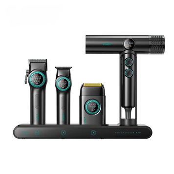 Комплект для стрижки VGR STEPLERSS PRO 4 в 1 BLACK з машинкою, тримером, шейвером і феном