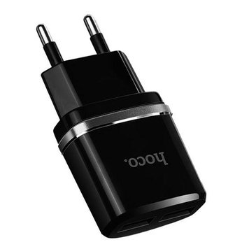 Зарядное устройство HOCO C12 на 2USB 5W/2.4A + кабель Lightning (Iphone), Black