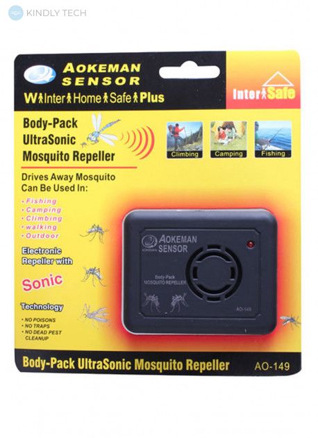 Портативный ультразвуковой отпугиватель комаров на батарейках Aokeman AO-149
