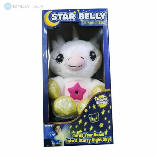 Мягкая игрушка ночник-проектор звездного неба Star Bellу Dream Lites Puppy Радужный Единорог