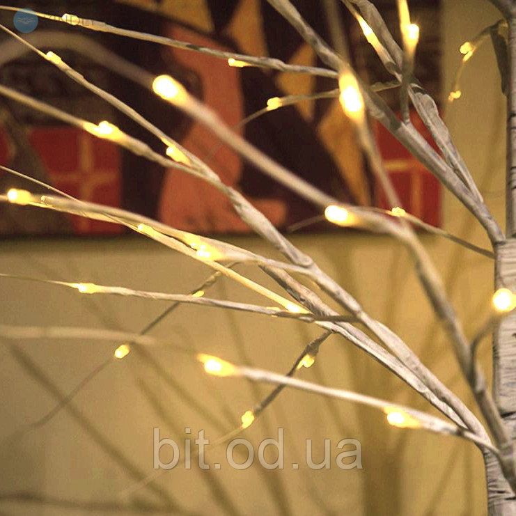 Светодиодное декоративное дерево 144LED 1,5 м цвет ламп - теплый, ствол белый