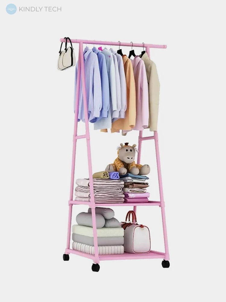 Вішалка для зберігання одягу підлогова Triangle clothes rack YH6601, Pink