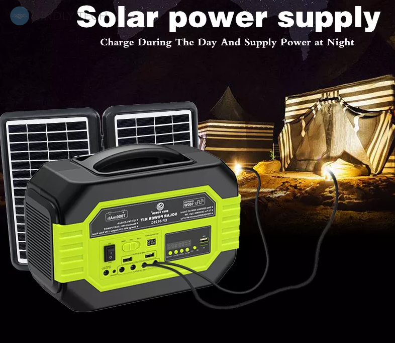 Cистема генератора солнечной энергии EP-0128C 220V 100W, с солнечной панелью 15V 13W (Блютус+Радио+TF+USB+Лампочка 3 шт.)