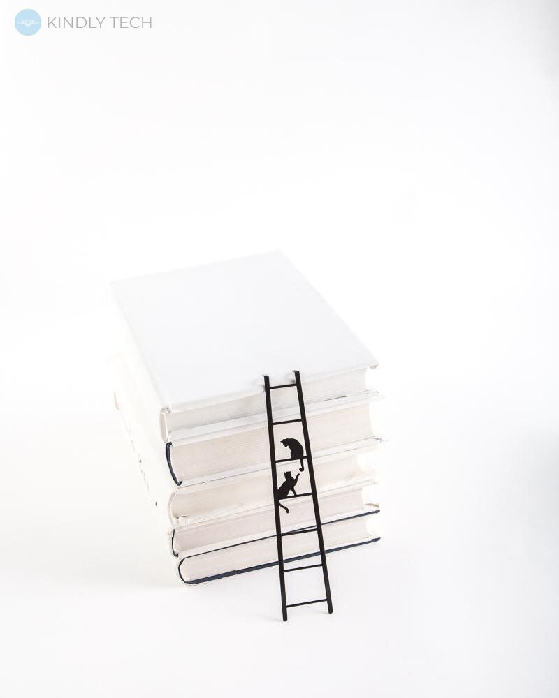Металлическая закладка для книг «Кошки на лестнице», Чорний