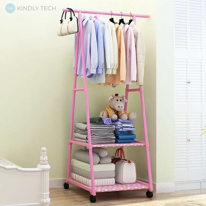 Вешалка для хранения одежды напольная Triangle clothes rack YH6601, Pink