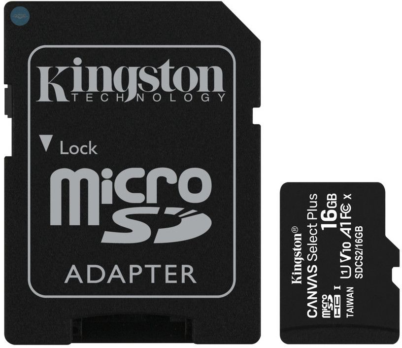 Карта памяти 16GB microSDHC Kingston Canvas Select Plus Class 10 UHS-I + SD адаптер, Черный