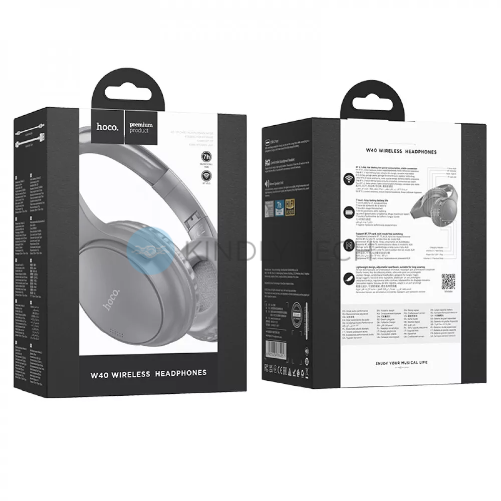 Накладні Bluetooth навушники Hoco W40 &mdash; Gray