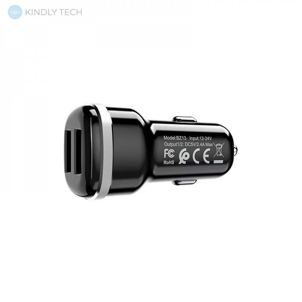 Автомобильное зарядное устройство Car Charger | 2.4A | QC3.0 | 2.4A | QC3.0 — Borofone BZ13 — Black