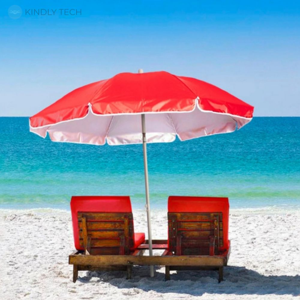 Пляжный, садовый зонт от солнца с наклоном 1.5 м, Red